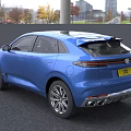 Blue Mid Size SUV With Panoramic Sunroof And Sleek Design