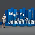 JOABOA TECH Photo Check In Spot Featuring Blue 3D Structure And Unity Innovation Slogan 3d model