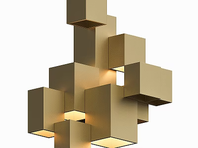 Modern Golden Cube Stacked Wall Lamp With Warm Light For Interior Decoration 3d model