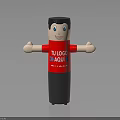 Toy Character In Red TULOGO MAQUINA Shirt With Black Hair Blue Eyes Outstretched Arms