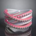 Pink And White Single Chair Featuring Circular Layered Design With Gray Decorations And Smooth Surface