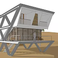 Modern Boutique Villa With Geometric White Gray Structure Open Balcony Wooden Accents Palm Tree Beachside