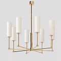 Elegant Modern Golden Chandelier With White Lampshades And Multiple Arms