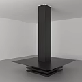 Black Column Modern Design With Square Base And Steps In White Room Gray Floor 3d model