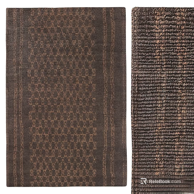 Square Rug In Dark Brown With Geometric Pattern And Woven Texture Modern Design 3d model