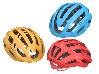 Giro Sports Helmets in Yellow Blue Red Colors with Stylish Design 3d model
