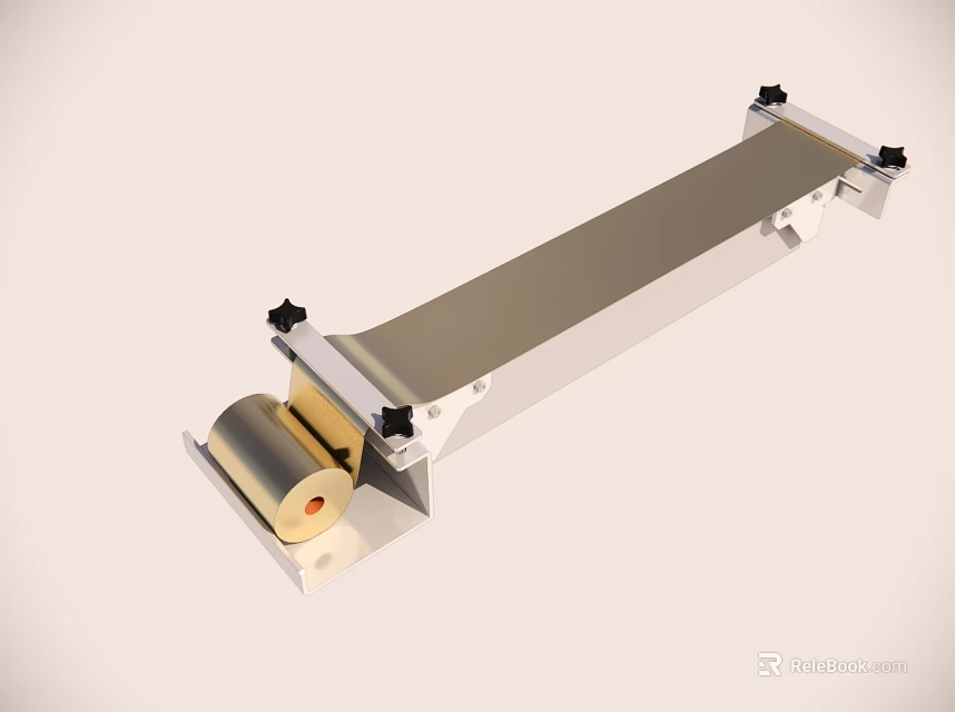 Metal Frame Roller Device With Reel And Black Mounting Brackets 3d model
