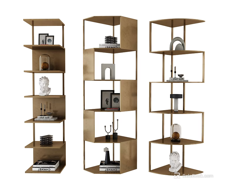 Modern Decorative Shelving Units With Multiple Storage Layers For Ornaments And Home 3d model 