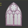 Gothic Entrance Gate With Ornate Stained Glass Windows And Pointed Arch Design