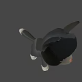 Cute Black and White Cat Game Movie Character with Big Eyes 3D Model Design