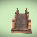 Chinese Style Stone Bridge With Arched Structure Decorative Railings And Posts 3d model