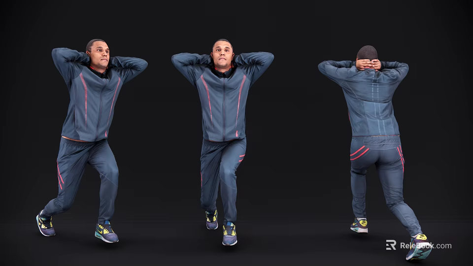 Men In Sportswear Posing With Hands Behind Head From Different Angles 3d model 