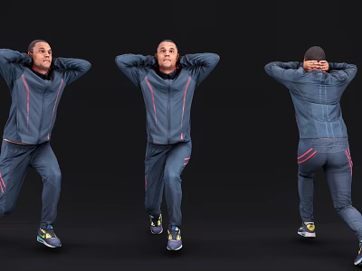 Men In Sportswear Posing With Hands Behind Head From Different Angles 3d model