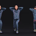 Men In Sportswear Posing With Hands Behind Head From Different Angles