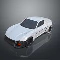 White Modern Sports Car Featuring Sleek Design Streamlined Body Black Wheels And Orange Headlights