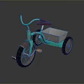 Classic Design Turquoise Children's Tricycle With Red Seat Metal Cart And Black Wheels
