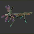 Colorful Lizard Like Game Movie Character With Pink Flower Shaped Head And Orange Red Spots