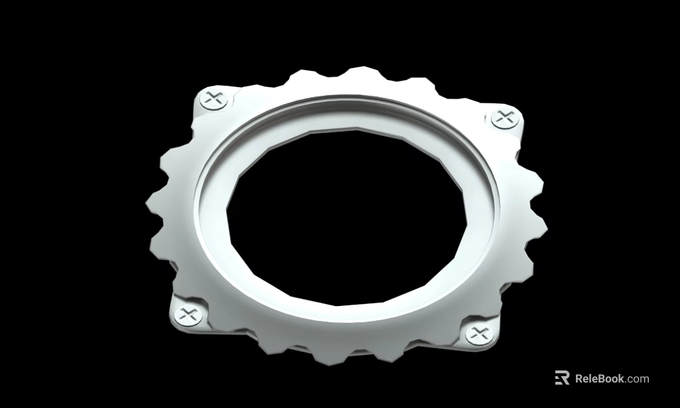 Metal Circular Gear Like Mechanical Part With Serrated Edge And Screw Holes 3d model 