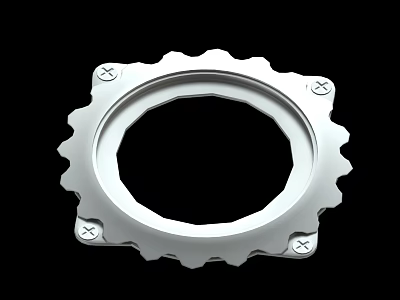 Metal Circular Gear Like Mechanical Part With Serrated Edge And Screw Holes 3d model