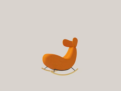 Modern Orange Rocking Chair With Curved Design And Smooth Rocking Base For Comfortable Leisure 3d model