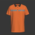 Orange Polo Shirt With Gray Collar And Reflective Stripe For Workwear Design