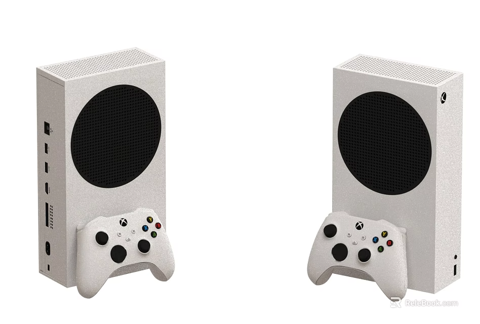 White Xbox Consoles With Game Controllers For Home Entertainment Electronics 3d model 