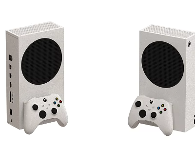 White Xbox Consoles With Game Controllers For Home Entertainment Electronics 3d model