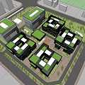 Modern Industrial Factory Complex With Green Roofs And Landscaped Surrounding Roads