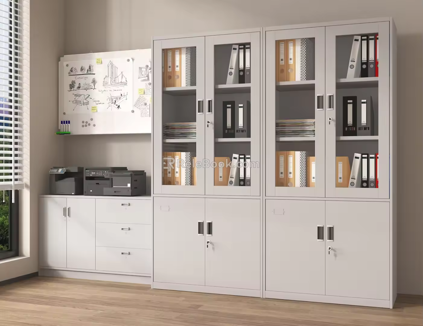 Modern File Cabinet Office File Cabinet Bookcase File Cabinet Printer Fax Machine 3d model