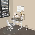 Modern Light Wood Desk Workspace With Pegboard Storage Laptop Books And White Chair