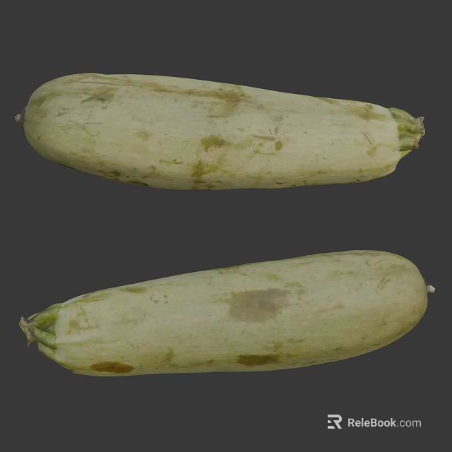 Fresh Green Zucchini Vegetables With Natural Spots On Gray Background 3d model 