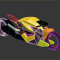 Yellow Modern Sleek Motorcycle With Black Accents And Red Rimmed Wheels