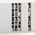 Modern White Bookcase With Multiple Shelves Books Folders Decorative Items And Storage Boxes