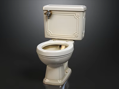 Vintage Embossed Off White Ceramic Toilet For Classic Elegant Bathroom Interior Decoration 3d model