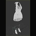 Stylish Black Halter Neck Dress With Patterned Bodice Fitted Waist And Matching Shoes