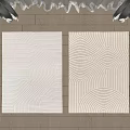 Light Colored Square Rugs With Circular Patterns On Wooden Floor Under Sunlight 3d model