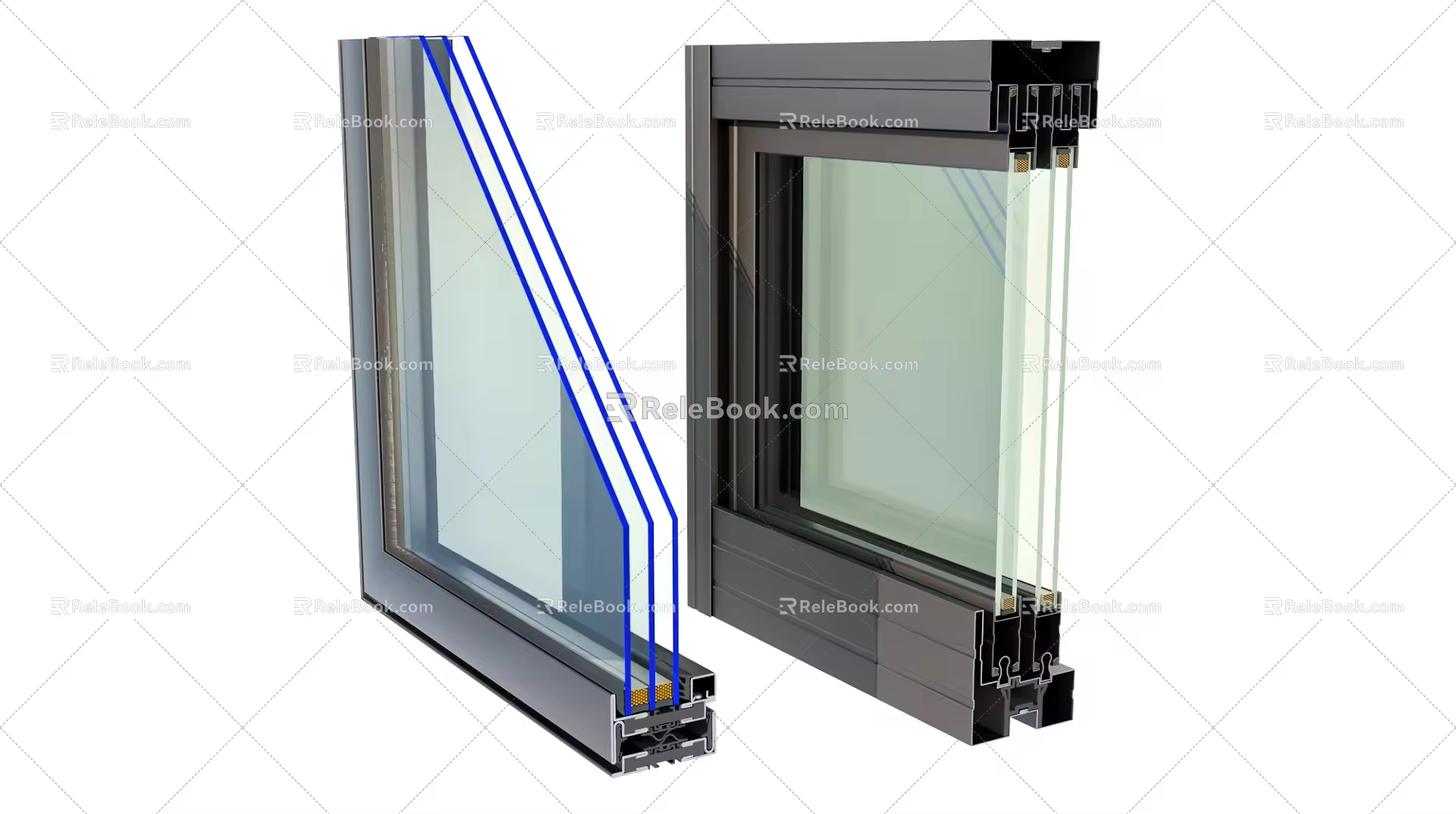 Door and window node profile 3d model