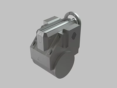 Gray Mechanical Part Featuring Circular Base And Square Structure Design 3d model