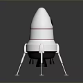 Modern White Rocket Model With Red Stripe Black Base And Support Legs 3d model
