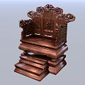 Elegant Traditional Chinese Wooden Armchair With Intricate Carvings And Stepped Base