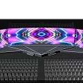Colorful Stage Design With Large LED Screens Geometric Patterns White Steps And Audience Seats