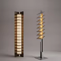 Modern Designer Floor Lamps With Layered Rectangular And Spiral Blade Like Structures