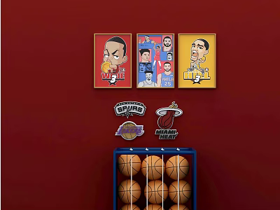 Modern Basketball Ornaments Combination 3d model