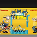 Transnew Minions Themed Cinema Children's Area With Yellow Background And Characters