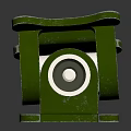 Green Mechanical Component With Double Bearings On Stable Metal Base Structure