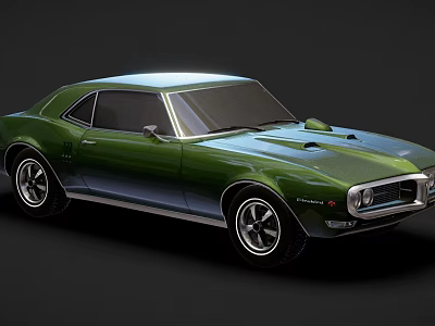 Classic Green Two Door Muscle Car With Sleek Body And Chrome Accents 3d model