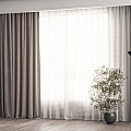 modern curtain gauze curtain 3d model