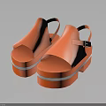 Stylish Orange Platform Sandals With Double Straps And Buckle Design Detail