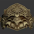 Ancient Golden Mask With Intricate Carvings And Ornate Decorative Patterns