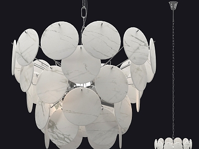 French Chandelier Murano Antique Designer Living Room Dining Room Bedroom White Disc Glass Chandelier 3d model